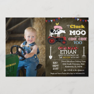 Invitation d'anniversaire de garçon de ferme - PHO