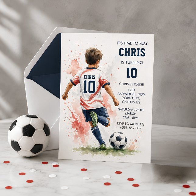 Invitation d'anniversaire de garçon de football à  (Créateur téléchargé)