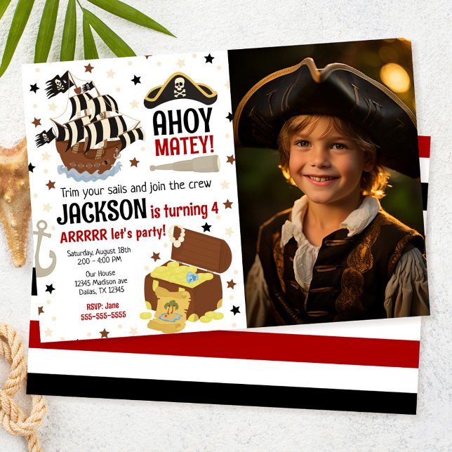 Invitation d'anniversaire de garçon de Jolly Roger (Créateur téléchargé)