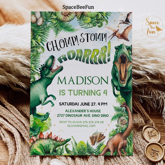 Invitation d'anniversaire de garçon de patty dinos (Créateur téléchargé)