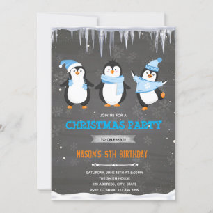 Invitation d'anniversaire de garçon de pingouin