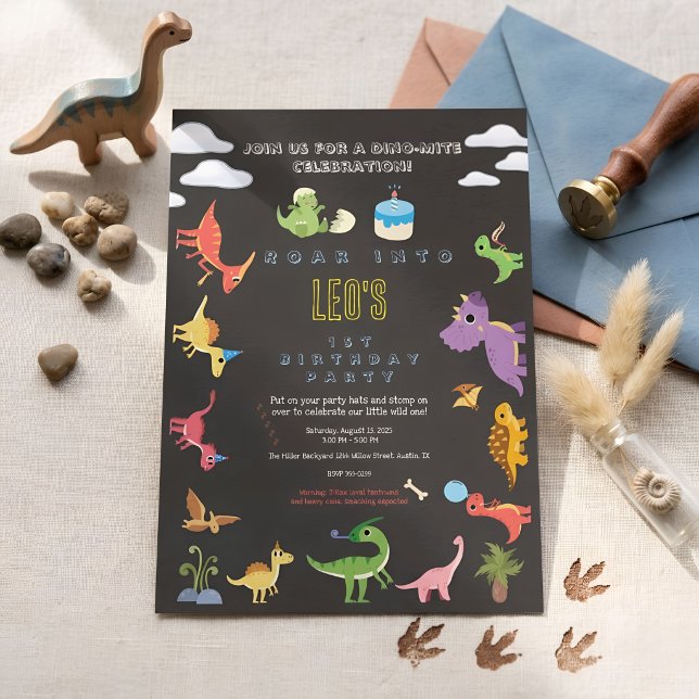 Invitation d'anniversaire de garçon / Dino mignon  (Créateur téléchargé)