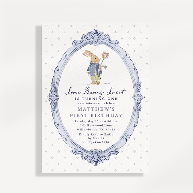 Invitation d'anniversaire de garçon lapin doux ins (Créateur téléchargé)