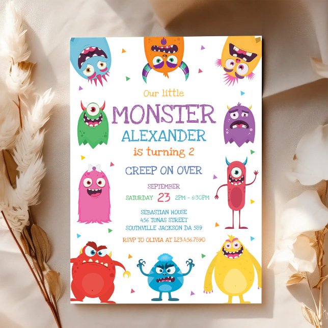 Invitation d'anniversaire de garçon monstre (Créateur téléchargé)