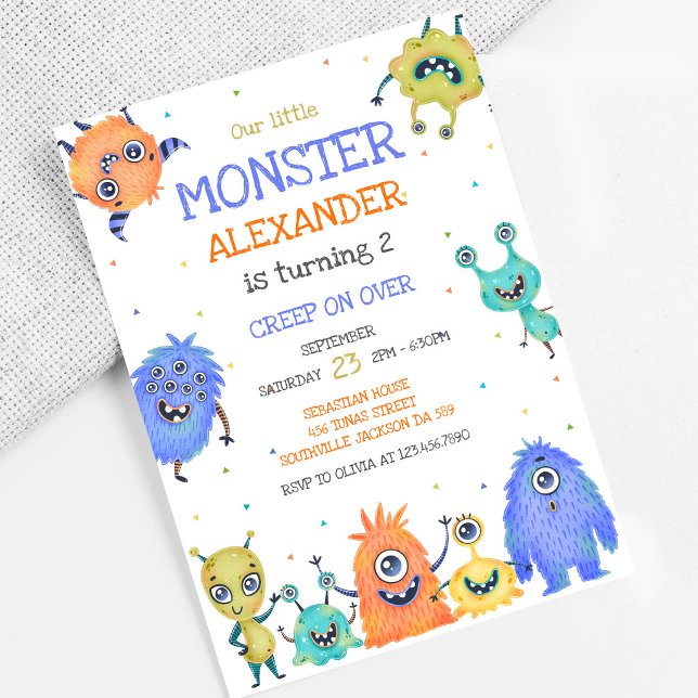 Invitation d'anniversaire de garçon monstre (Créateur téléchargé)