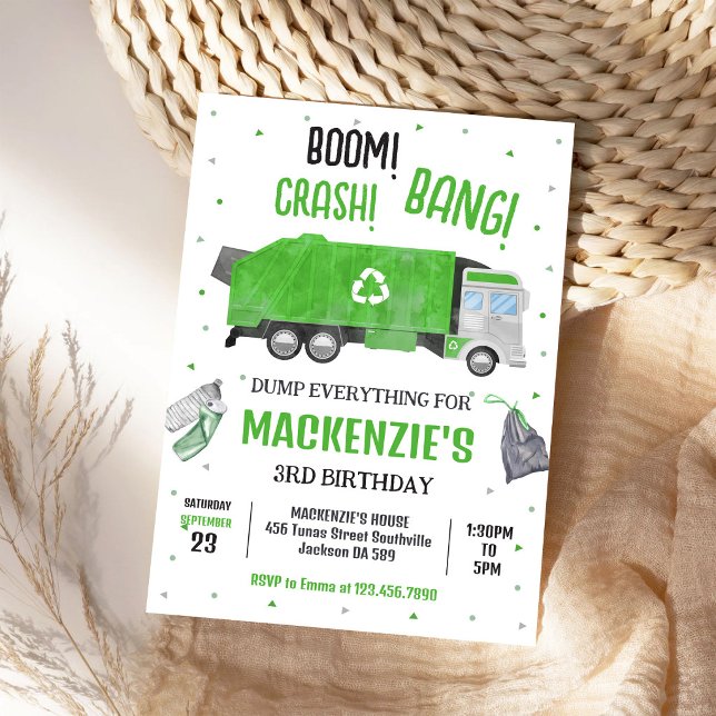 Invitation d'anniversaire de garçon pour camion à  (Créateur téléchargé)