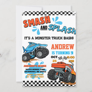 Invitation d'anniversaire de garçon pour camion mo
