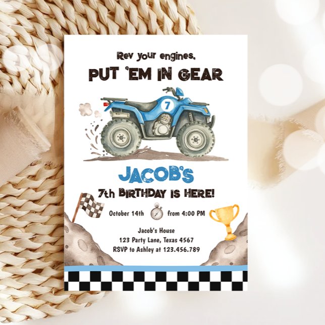 Invitation d'anniversaire de garçon pour Quad ATV  (Créateur téléchargé)