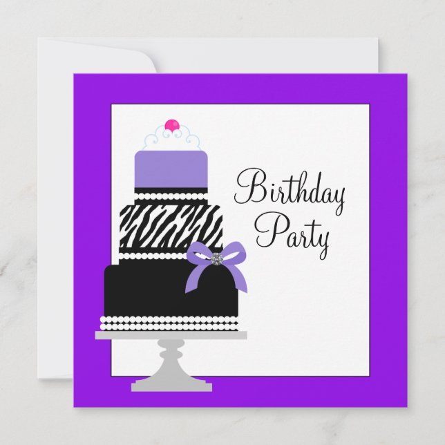 Invitation d'anniversaire de gâteau cupcake Zèbre  (Devant)