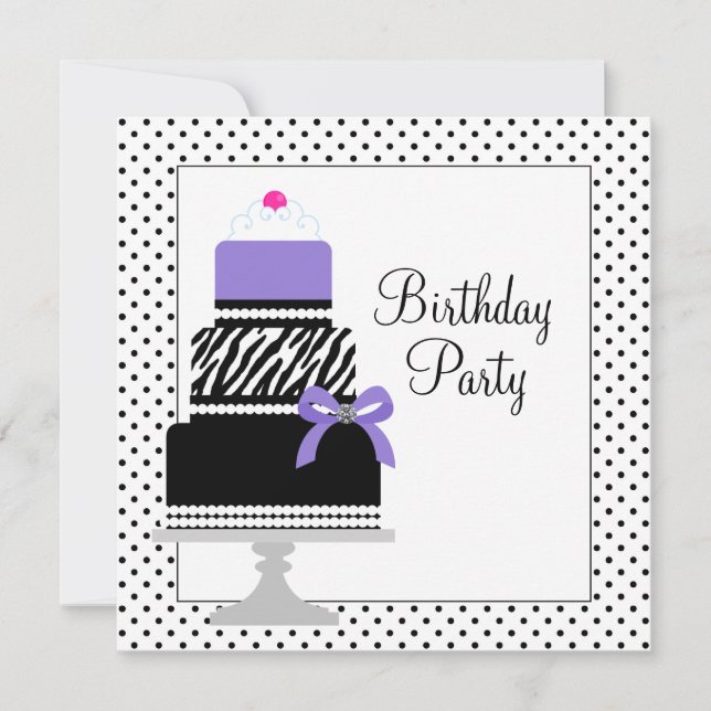 Invitation d'anniversaire de gâteau cupcake Zèbre  (Devant)