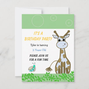 Invitation d'anniversaire de girafe