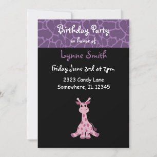 Invitation d'anniversaire de girafe