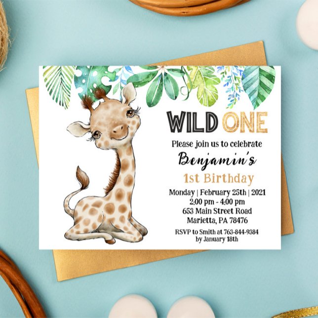 Invitation d'anniversaire de girafe Safari Wild On (Créateur téléchargé)