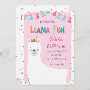 Invitation d'anniversaire de Girl Llama