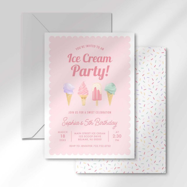Invitation d'anniversaire de glace à la crème (Créateur téléchargé)