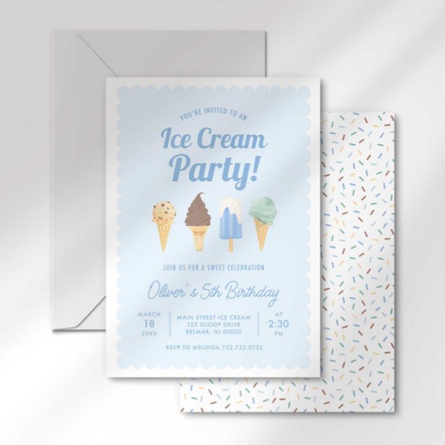 Invitation d'anniversaire de glace à la crème (Créateur téléchargé)