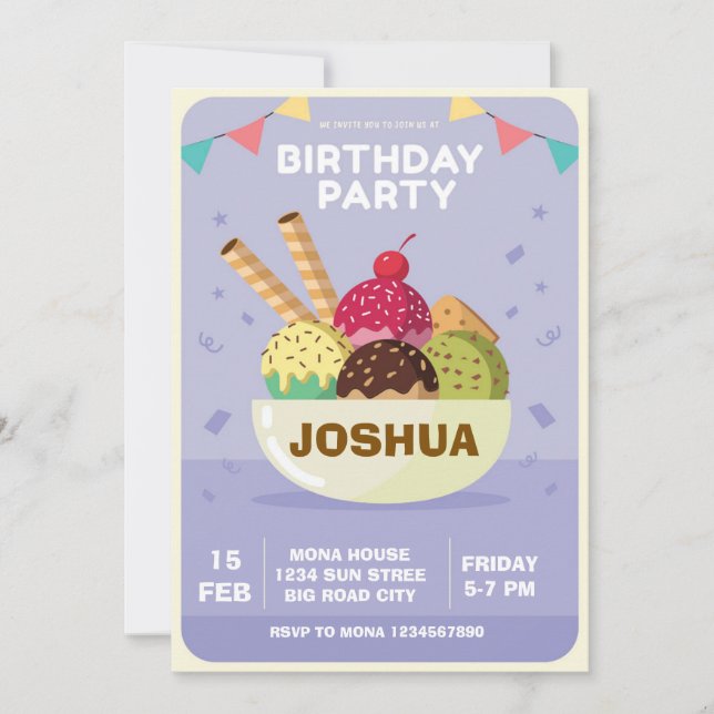 Invitation d'anniversaire de glace Cream  Sweet Tr (Devant)