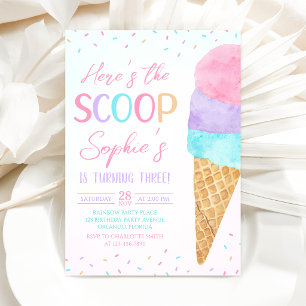 Invitation d'anniversaire de glace Here's the Scoo