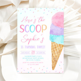 Invitation d'anniversaire de glace Here's the Scoo