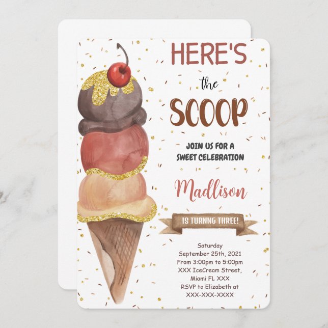 Invitation d'anniversaire de glace modifiable (Devant / Derrière)