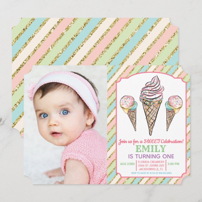 Invitation d'anniversaire de glace pour tout âge (Devant / Derrière)