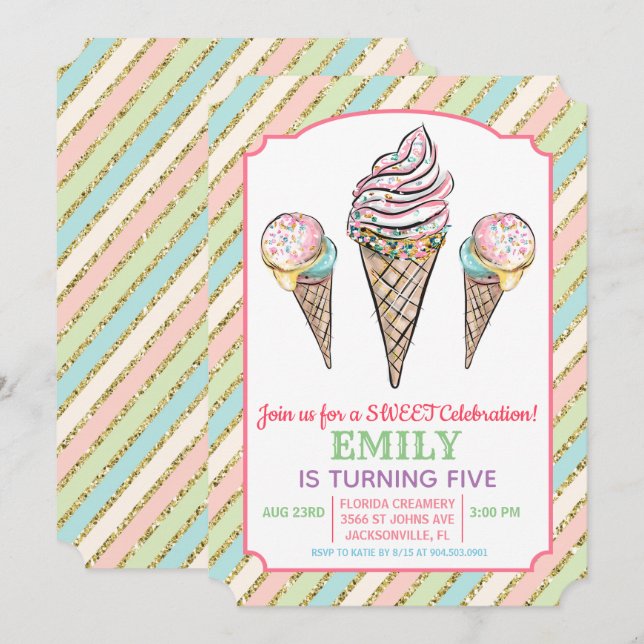 Invitation d'anniversaire de glace pour tout âge (Devant / Derrière)