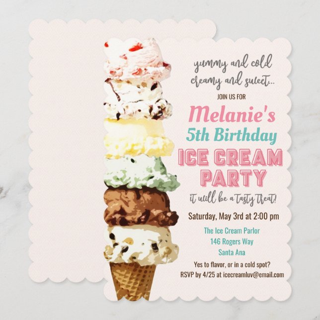 Invitation d'anniversaire de glace pour tout âge (Devant / Derrière)