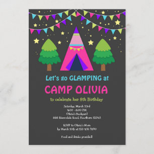 Invitation d'anniversaire de Glamping/invitation
