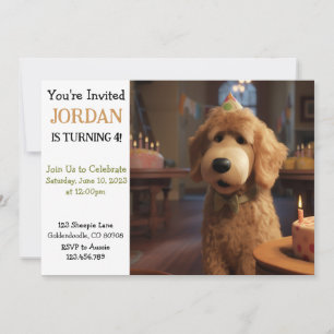 Invitation d'anniversaire de Goldendoodle de style