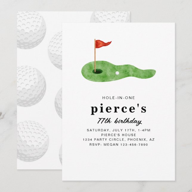 Invitation d'anniversaire de golf (Devant / Derrière)