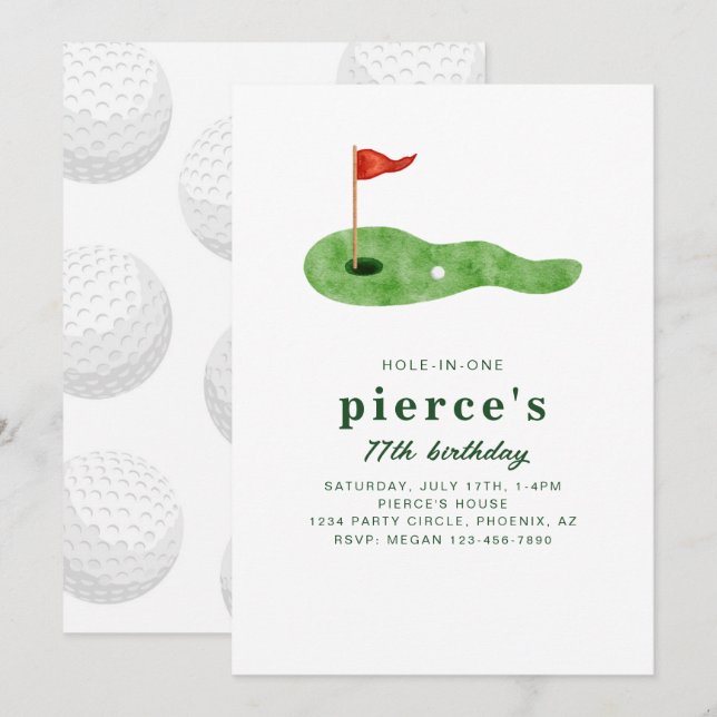 Invitation d'anniversaire de golf (Devant / Derrière)