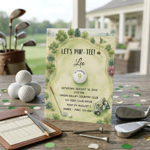 Invitation d'anniversaire de golf à l'aquarelle po
