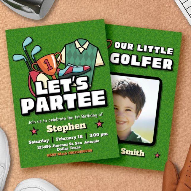 Invitation d'anniversaire de golf - Faisons la fêt (Lets Partee - Golf Birthday Invitation)