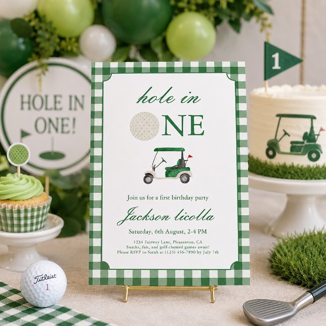 Invitation d'anniversaire de golf Green Hole in On (Créateur téléchargé)