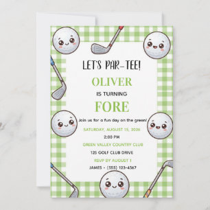 Invitation d'anniversaire de golf Kawaii Mignon à