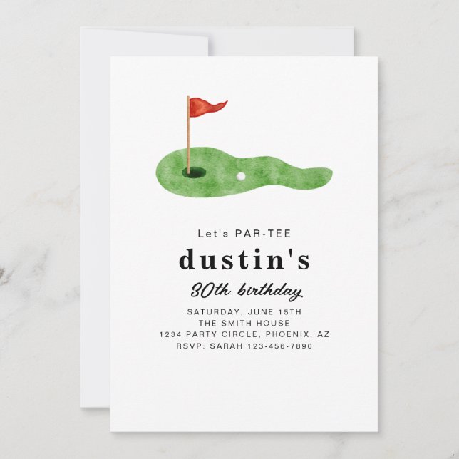 Invitation d'anniversaire de golf moderne  (Devant)