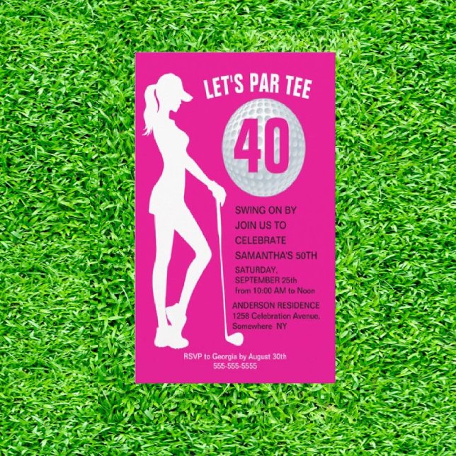 invitation d'anniversaire de golf rose (Teeing Off in Style!)