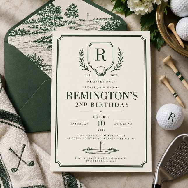 Invitation d'anniversaire de golf vintage (Créateur téléchargé)