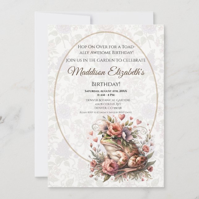 Invitation d'anniversaire de grenouille mignonne p (Devant)