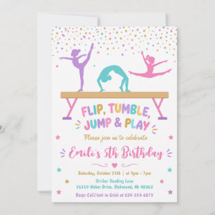Invitation d'anniversaire de gymnastique à paillet