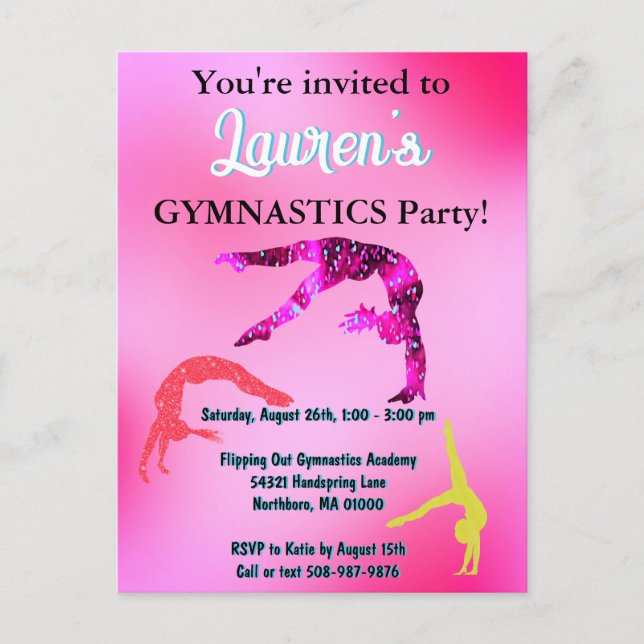 Invitation d'anniversaire de gymnastique acrobatiq (Devant)