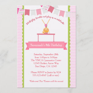 Invitation d'anniversaire de gymnastique de filles