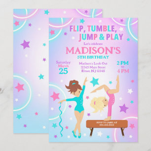 Invitation d'anniversaire de gymnastique Fête de g