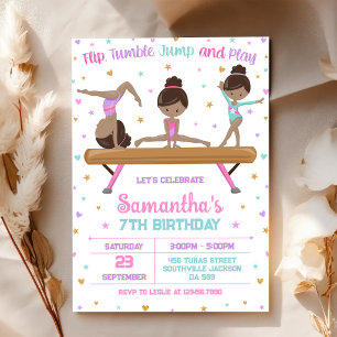 Invitation d'anniversaire de gymnastique Flip Tumb