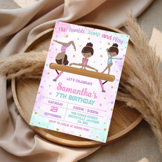 Invitation d'anniversaire de gymnastique Flip Tumb (Créateur téléchargé)