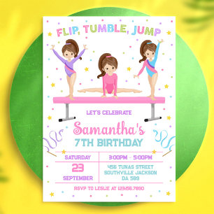 Invitation d'anniversaire de gymnastique Flip Tumb