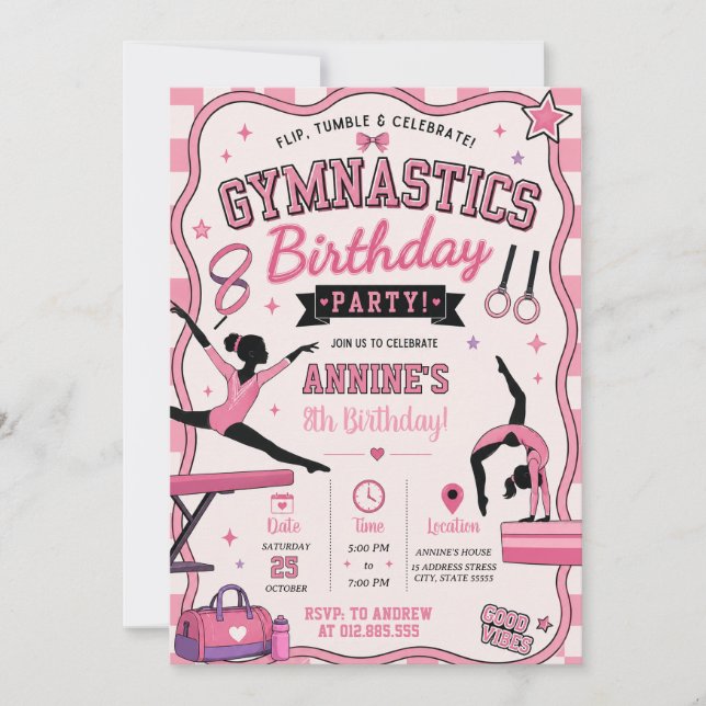 Invitation d'anniversaire de gymnastique moderne p (Devant)
