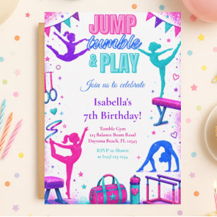 Invitation d'anniversaire de gymnastique, paillett