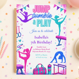 Invitation d'anniversaire de gymnastique, paillett