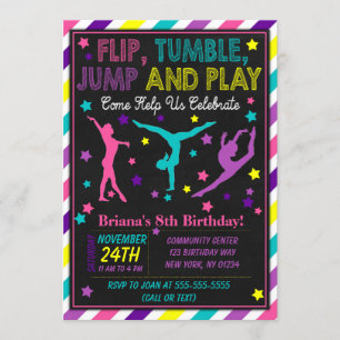 Invitation d'anniversaire de gymnastique pour une